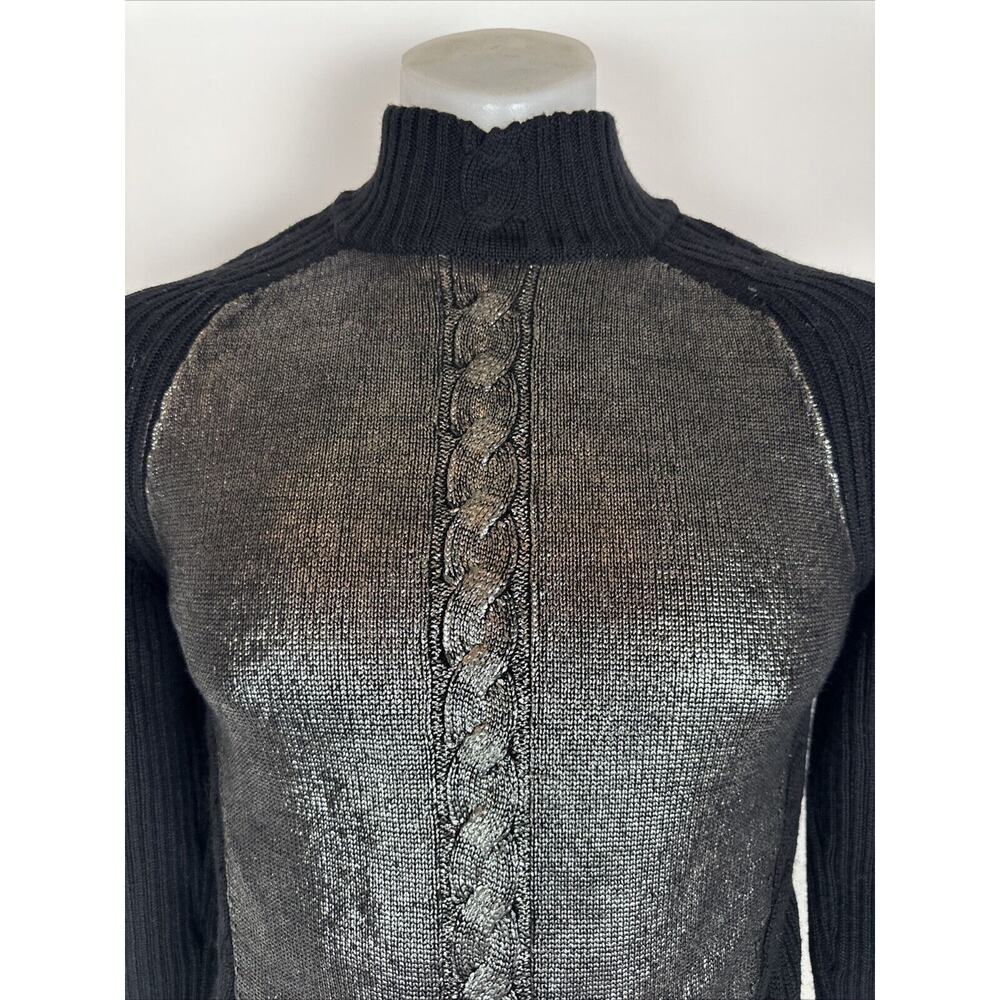 Versace Black Argyle Ribbed Knit Sweater Pullover Women Size M - Picture 2 of 8